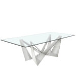 Tempered glass and chrome steel dining table