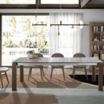 Porcelain and walnut wood dining table