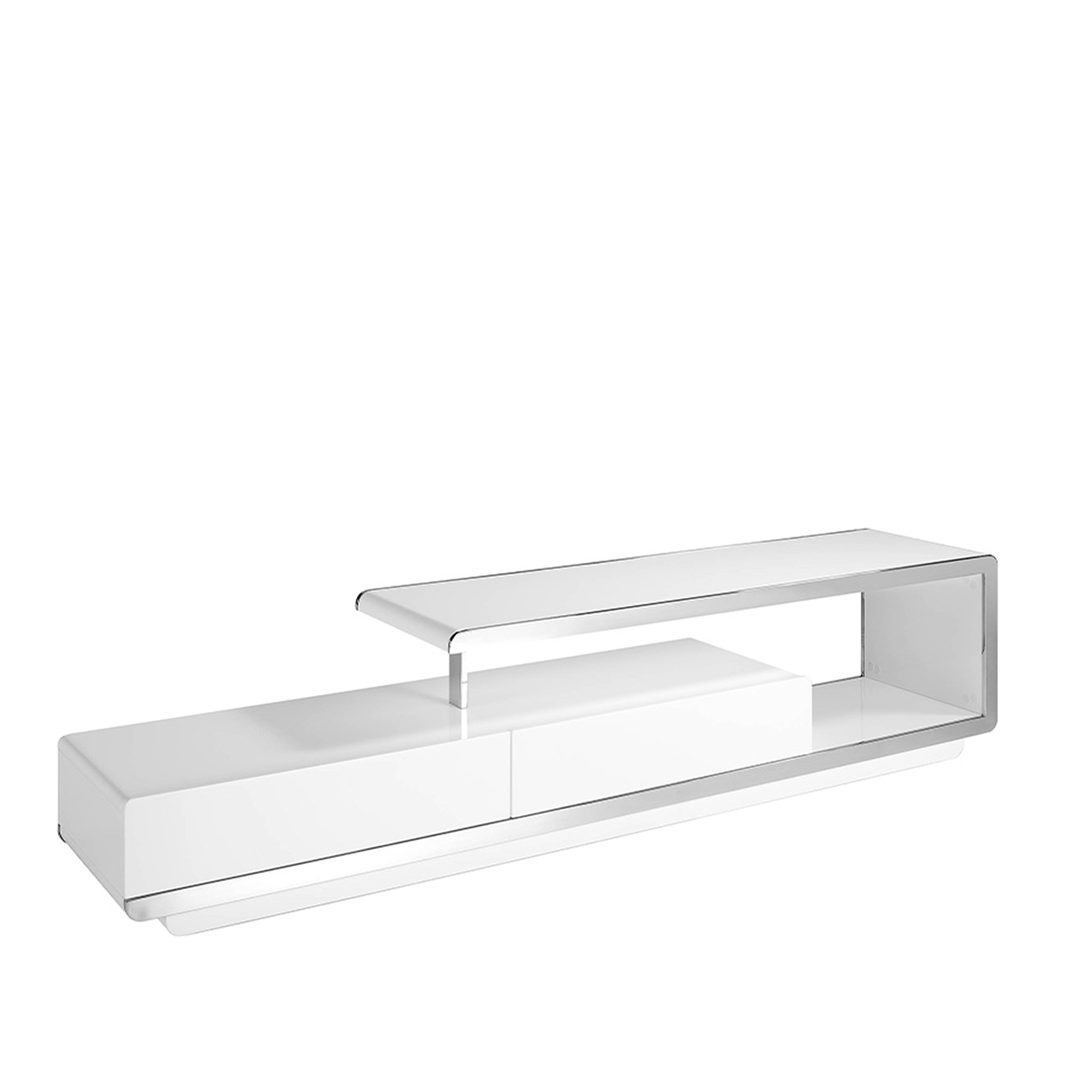 Mueble TV de madera color Blanco y acero cromado