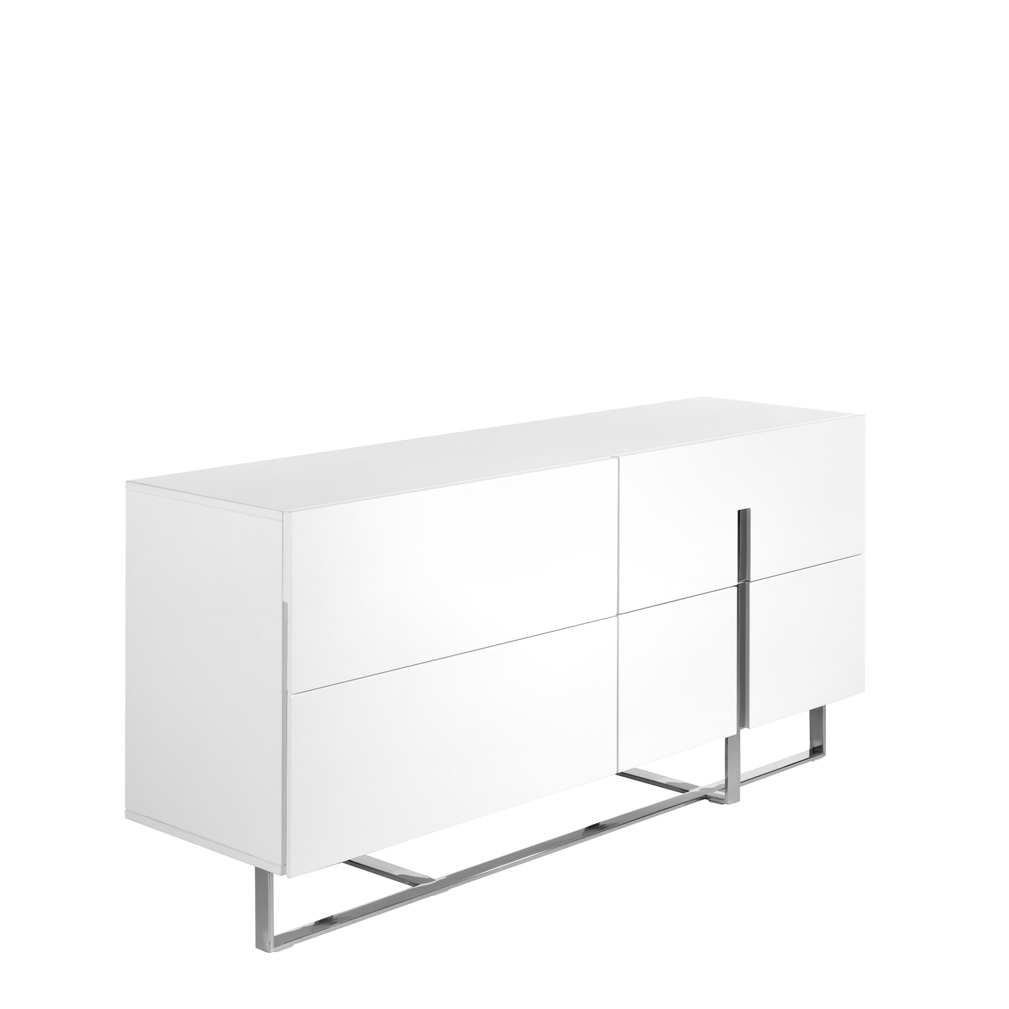 Buffet en bois blanc et acier chromé