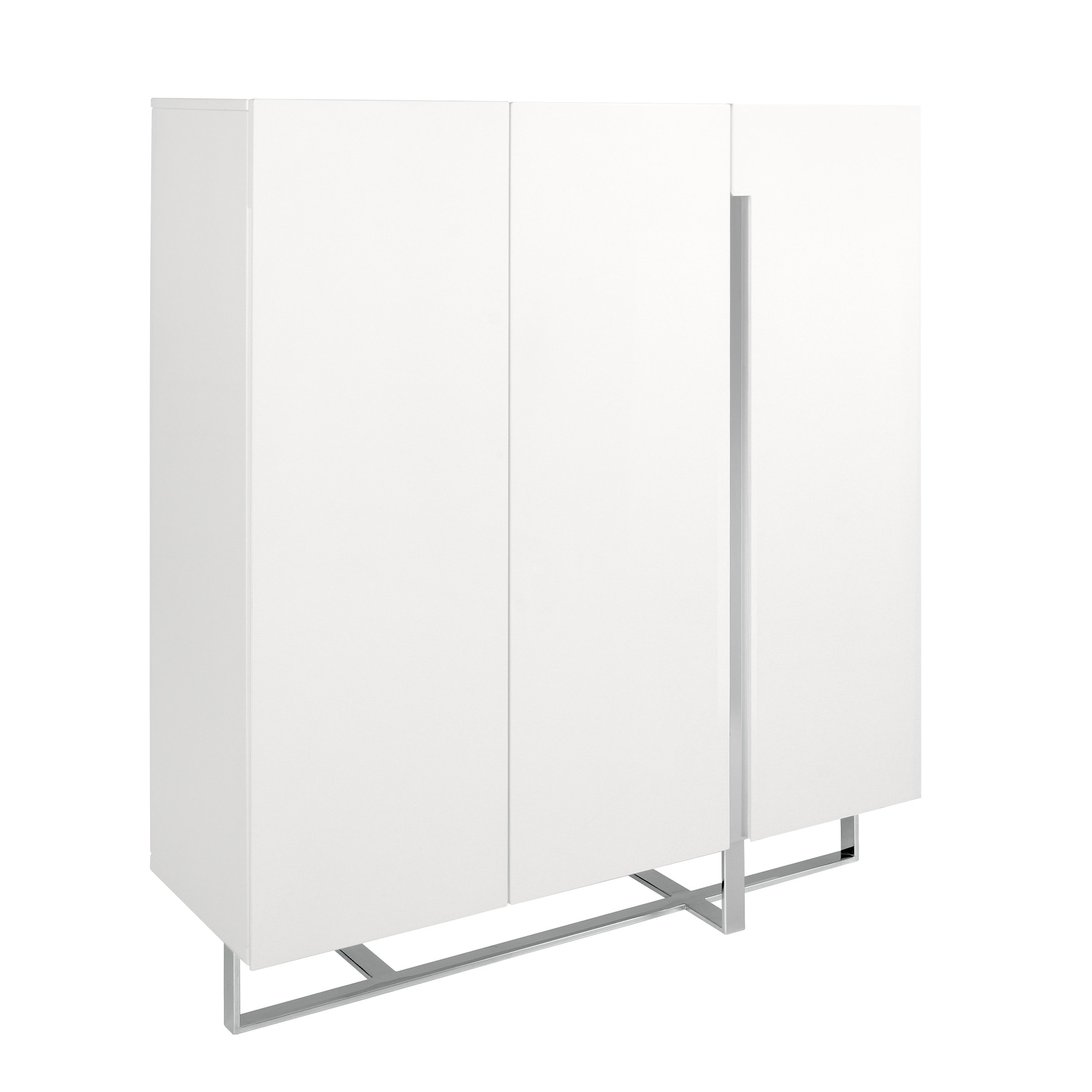 White wooden sideboard and chrome steel