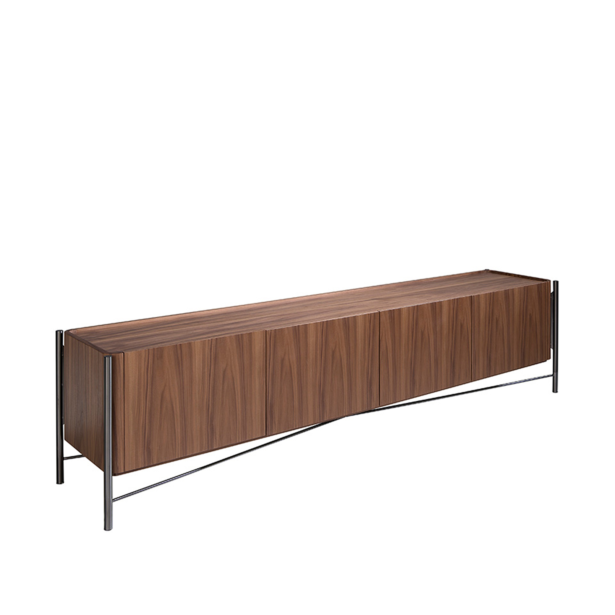 Mueble TV madera nogal y acero oscurecido