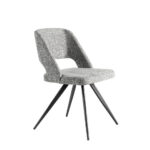 Chaise rembourrée en tissu avec pieds en acier noir