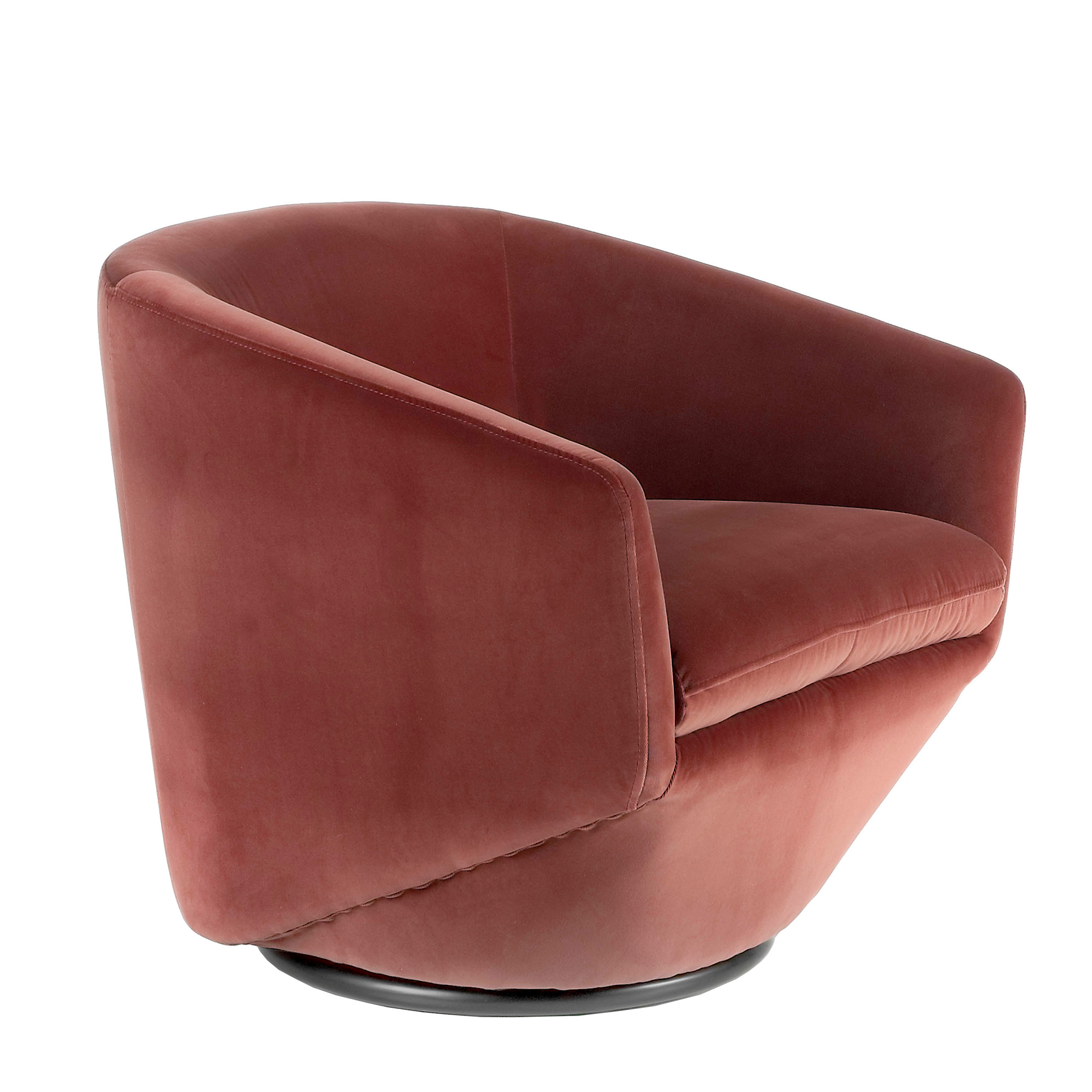 Fauteuil pivotant rembourré en velours