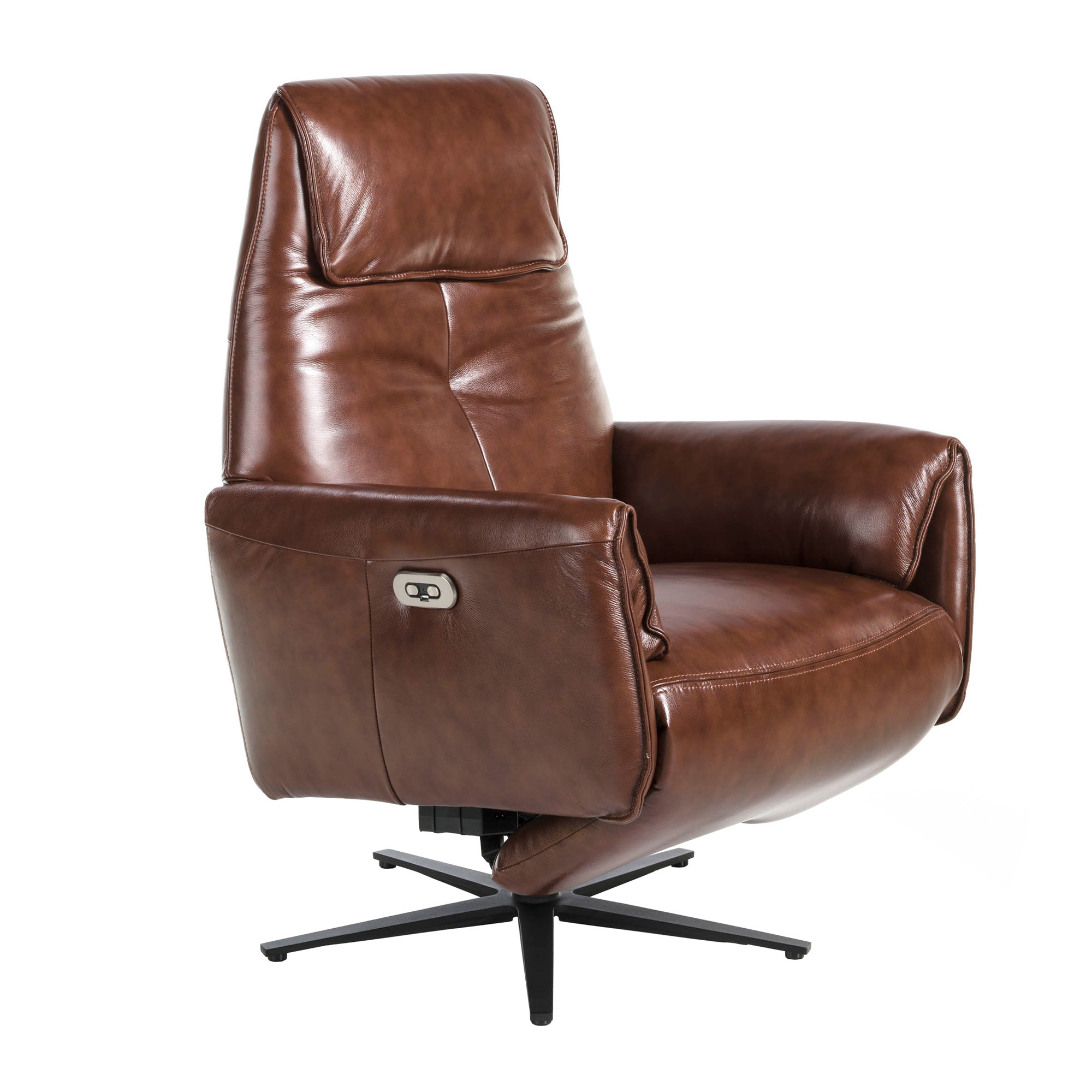 Poltrona relax doppia girevole rivestita in pelle