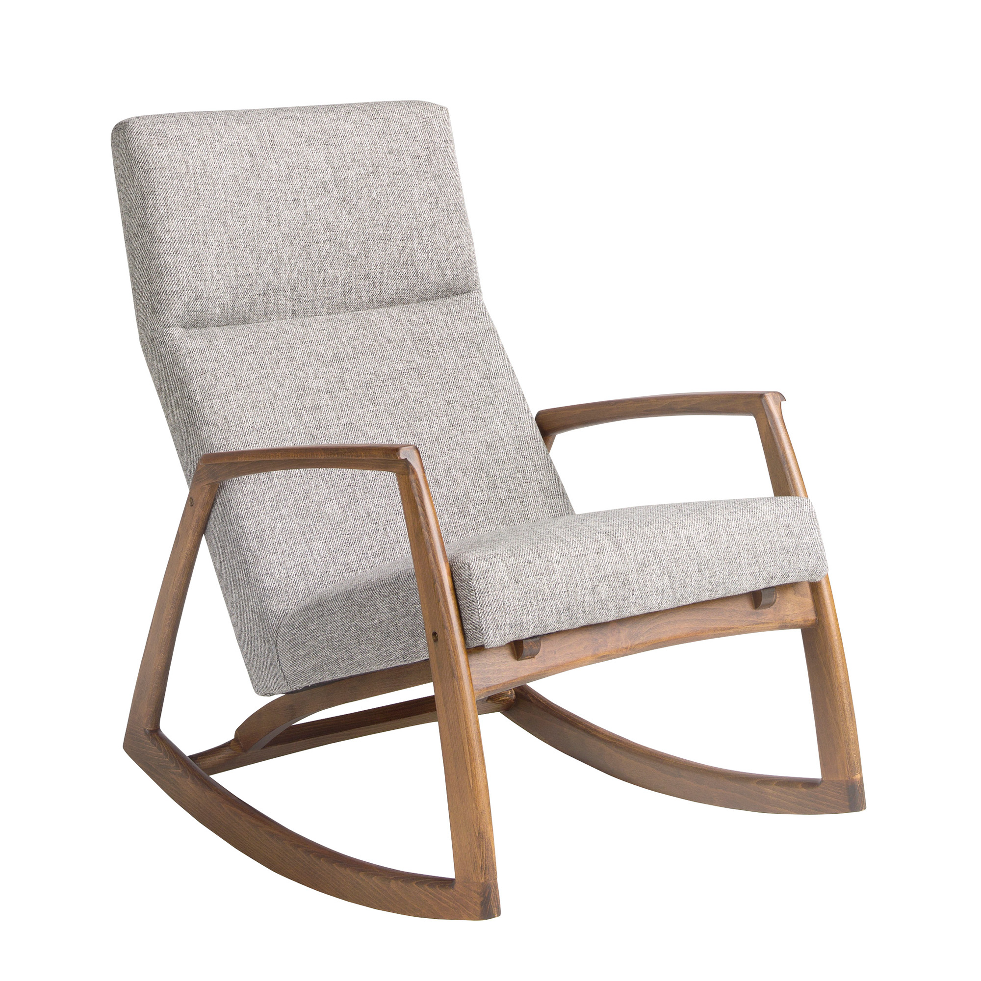Grey fabric rocking chair