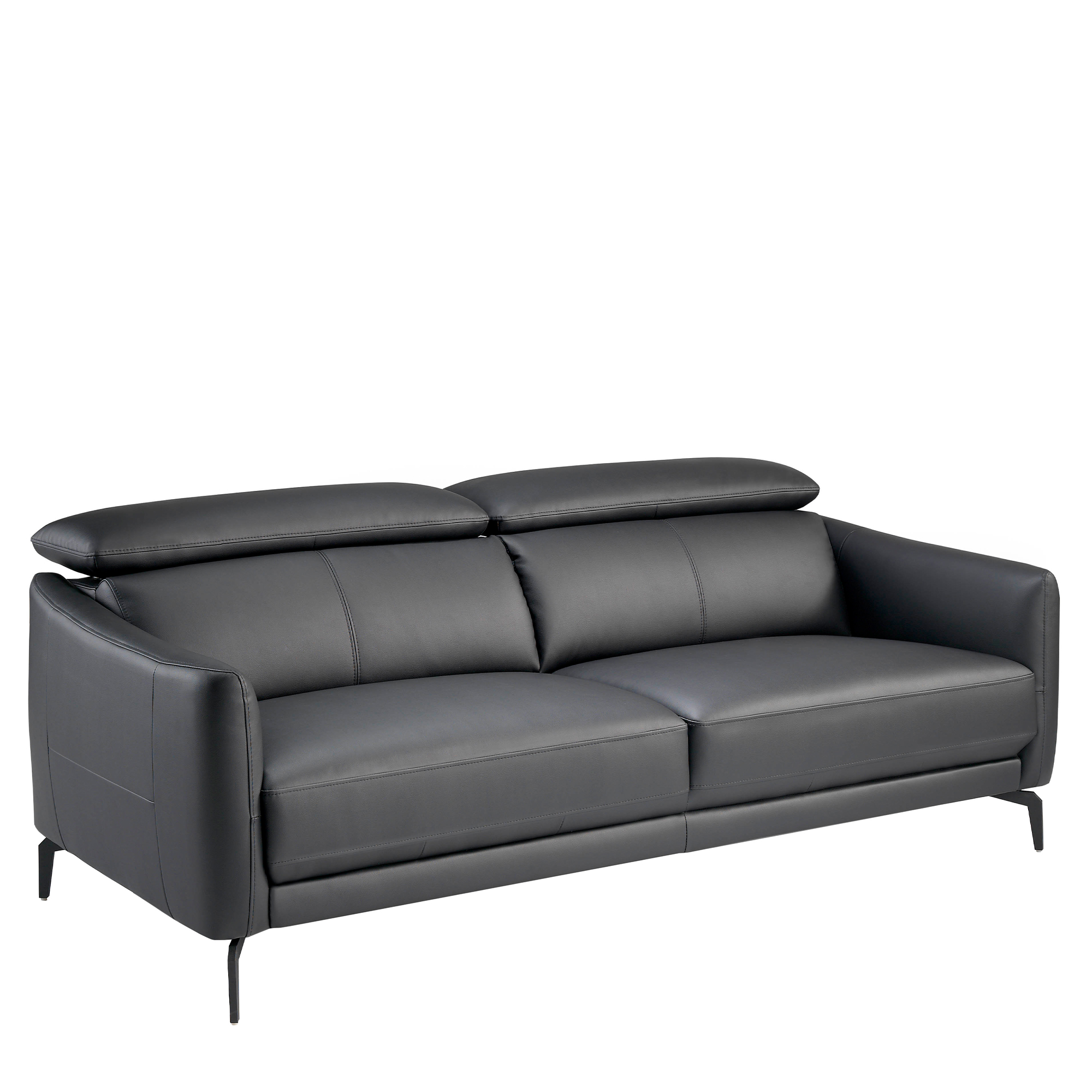 3-seater sofa upholstered in leather with black steel legs