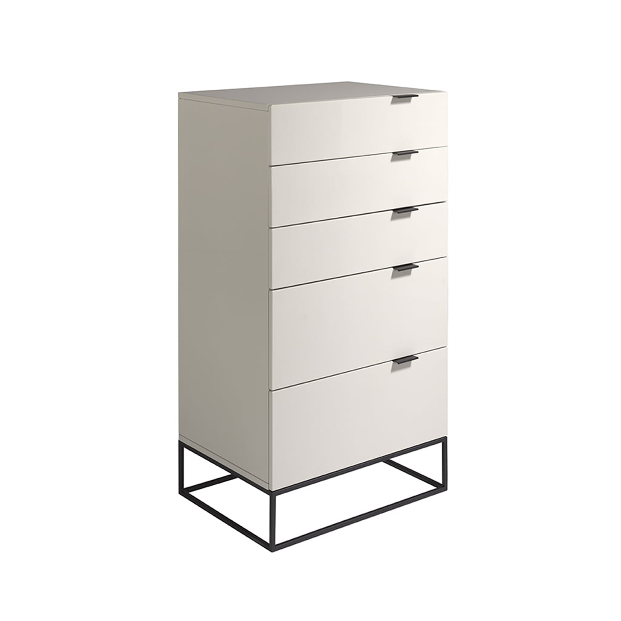 Chiffonier in Pearl Gray wood and black steel