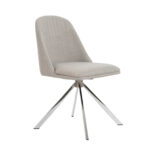Chaise pivotante rembourrée en tissu avec pieds en acier chromé