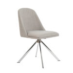 Chaise pivotante rembourrée en tissu avec pieds en acier chromé